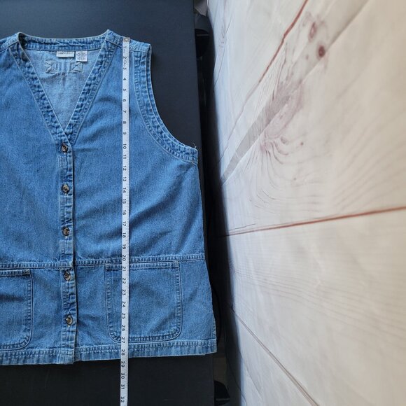 Vintage Cabin Creek 100% Cotton Plus Size 18W Denim Sleeveless Button Up Vest - Picture 5 of 5